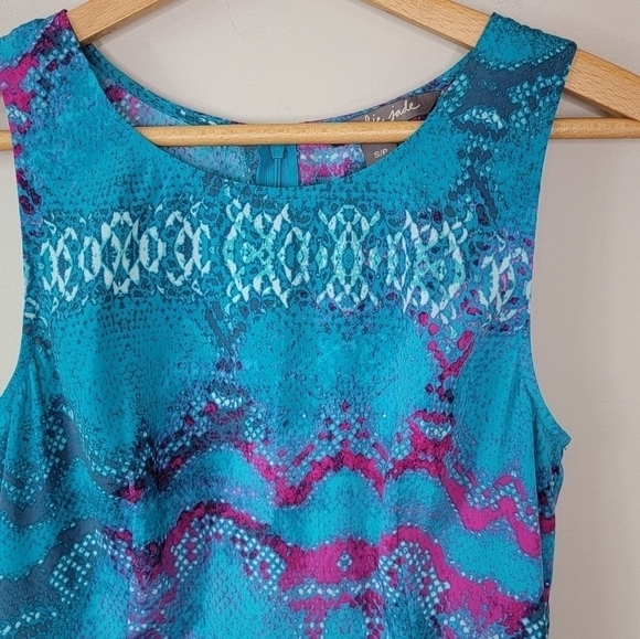 Charlie Jade | Teal & Pink Snake Print Dress - Picture 4 of 5